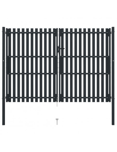 Cancello per Recinzione Doppio in Acciaio 306x250 cm Antracite