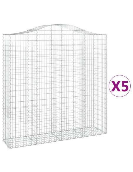 Cesti Gabbioni ad Arco 5 pz 200x50x200/220 cm Ferro Zincato