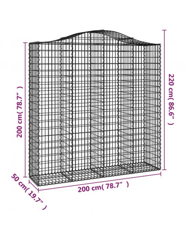 Cesti Gabbioni ad Arco 5 pz 200x50x200/220 cm Ferro Zincato