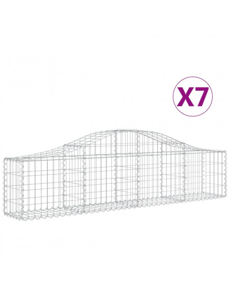 Cesti Gabbioni ad Arco 7 pz 200x30x40/60 cm Ferro Zincato