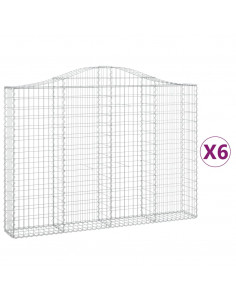 Cesti Gabbioni ad Arco 6 pz 200x30x140/160 cm Ferro Zincato