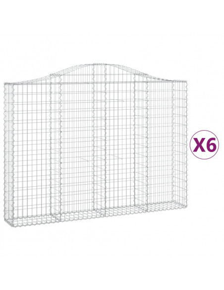 Cesti Gabbioni ad Arco 6 pz 200x30x140/160 cm Ferro Zincato