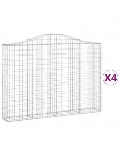 Cesti Gabbioni ad Arco 4 pz 200x30x140/160 cm Ferro Zincato