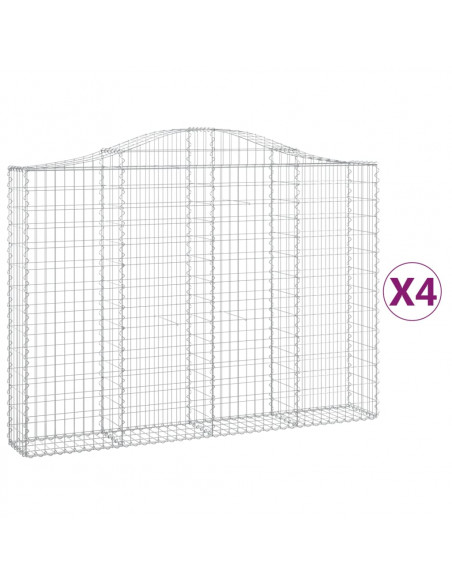 Cesti Gabbioni ad Arco 4 pz 200x30x140/160 cm Ferro Zincato