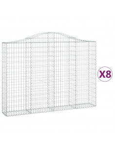 Cesti Gabbioni ad Arco 8 pz 200x30x140/160 cm Ferro Zincato