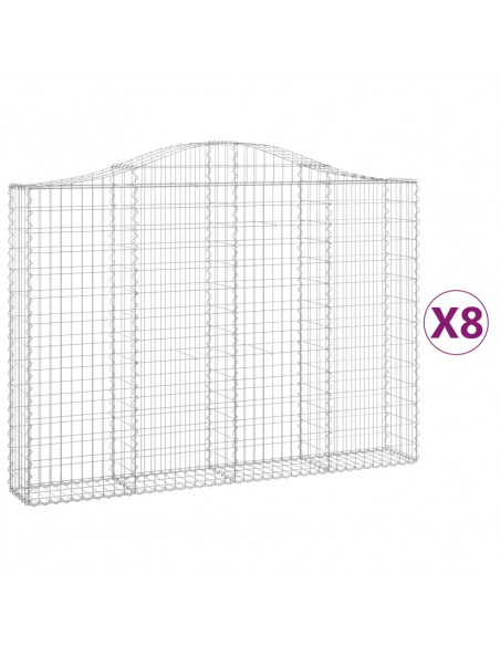 Cesti Gabbioni ad Arco 8 pz 200x30x140/160 cm Ferro Zincato