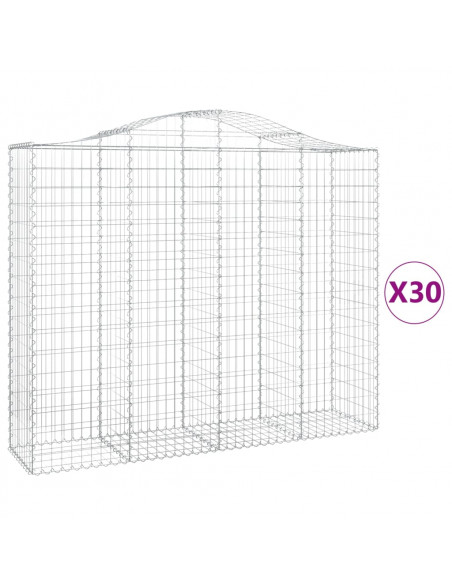 Cesti Gabbioni ad Arco 30 pz 200x50x160/180 cm Ferro Zincato