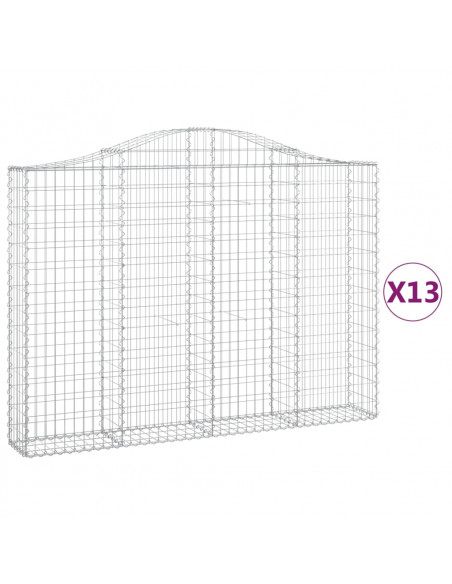 Cesti Gabbioni ad Arco 13 pz 200x30x140/160 cm Ferro Zincato