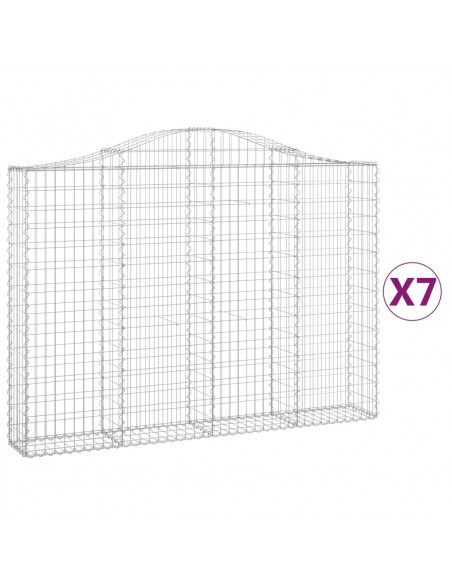 Cesti Gabbioni ad Arco 7 pz 200x30x140/160 cm Ferro Zincato