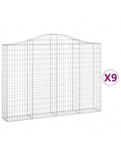 Cesti Gabbioni ad Arco 9 pz 200x30x140/160 cm Ferro Zincato