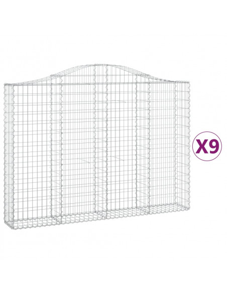 Cesti Gabbioni ad Arco 9 pz 200x30x140/160 cm Ferro Zincato