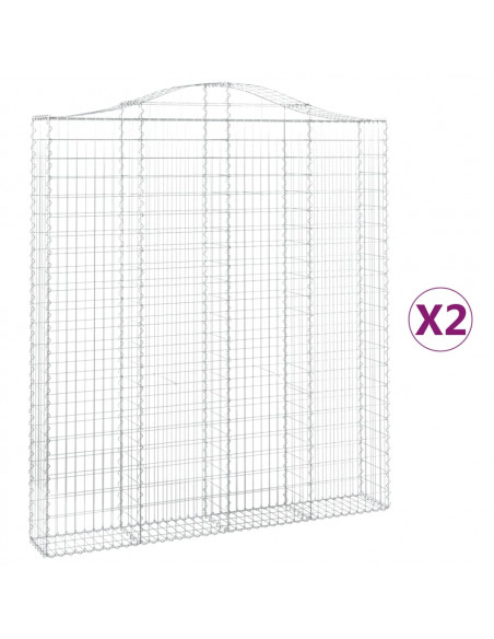 Cesti Gabbioni ad Arco 2 pz 200x30x220/240 cm Ferro Zincato