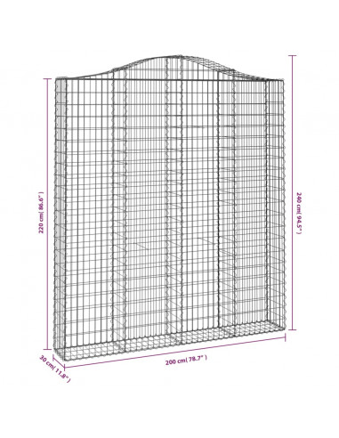 Cesti Gabbioni ad Arco 3 pz 200x30x220/240 cm Ferro Zincato