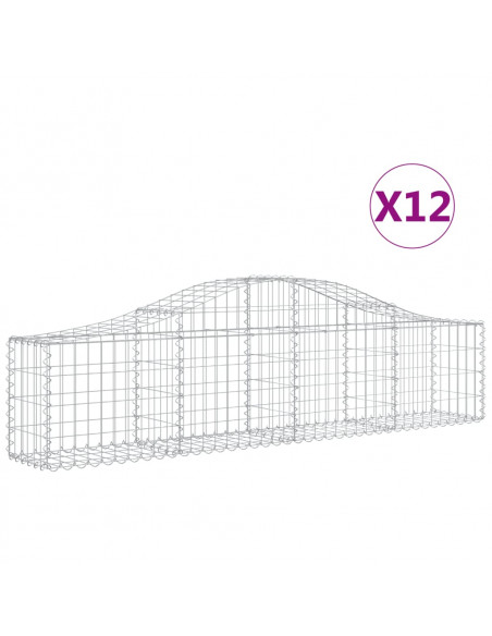 Cesti Gabbioni ad Arco 12 pz 200x30x40/60 cm Ferro Zincato