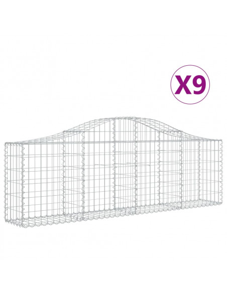 Cesti Gabbioni ad Arco 9 pz 200x30x60/80 cm Ferro Zincato