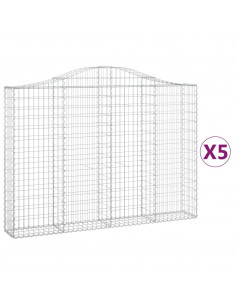 Cesti Gabbioni ad Arco 5 pz 200x30x140/160 cm Ferro Zincato