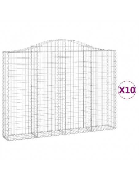 Cesti Gabbioni ad Arco 10 pz 200x30x140/160 cm Ferro Zincato