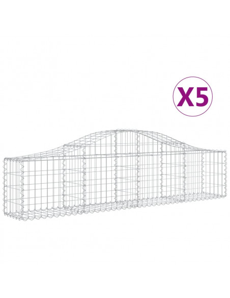 Cesti Gabbioni ad Arco 5 pz 200x30x40/60 cm Ferro Zincato