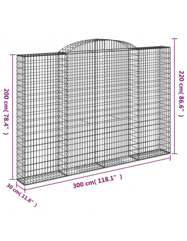 Cesto Gabbione ad Arco 300x30x200/220 cm Ferro Zincato