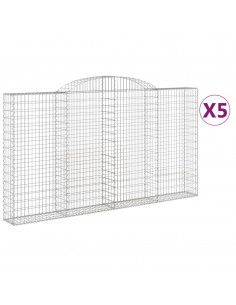 Cesti Gabbioni ad Arco 5 pz 300x30x160/180 cm Ferro Zincato