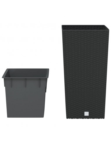 Fioriera con Interno Rimovibile Antracite 11 / 26,5 L PP Rattan