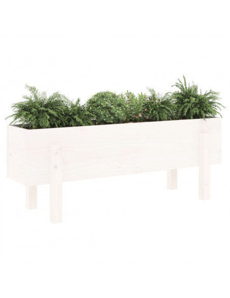 Fioriera Rialzata da Giardino Bianca 101x30x38 cm Massello Pino