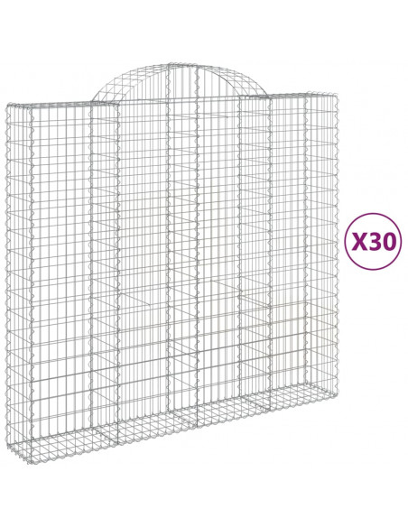 Cesti Gabbioni ad Arco 30 pz 200x50x180/200 cm Ferro Zincato