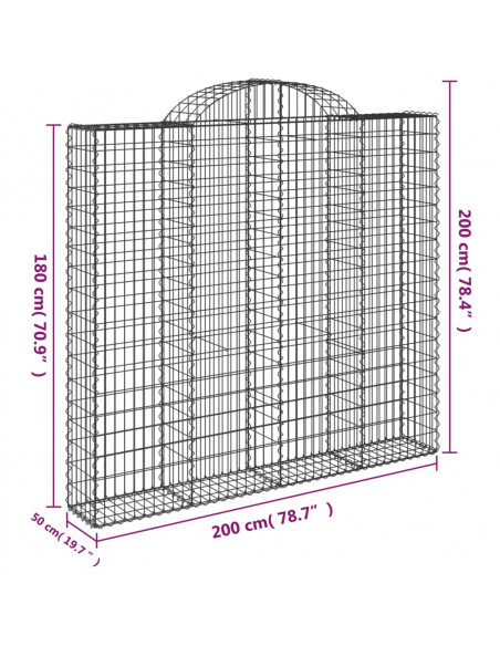 Cesti Gabbioni ad Arco 30 pz 200x50x180/200 cm Ferro Zincato