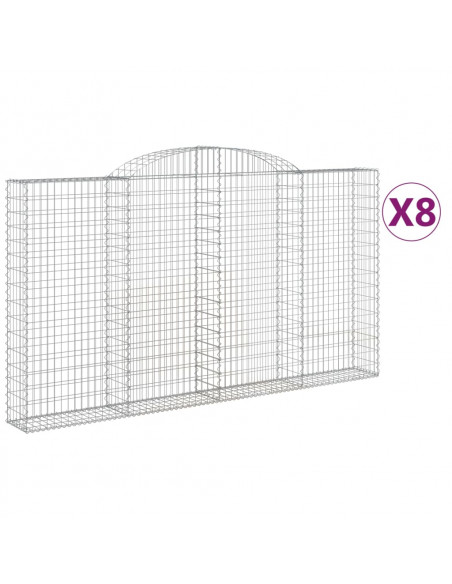 Cesti Gabbioni ad Arco 8 pz 300x30x160/180 cm Ferro Zincato