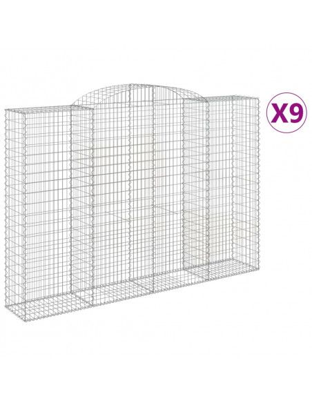 Cesti Gabbioni ad Arco 9 pz 300x50x200/220 cm Ferro Zincato