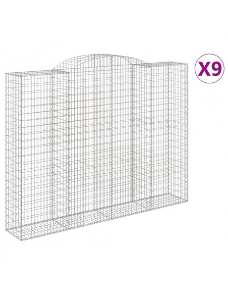 Cesti Gabbioni ad Arco 9 pz 300x50x220/240 cm Ferro Zincato