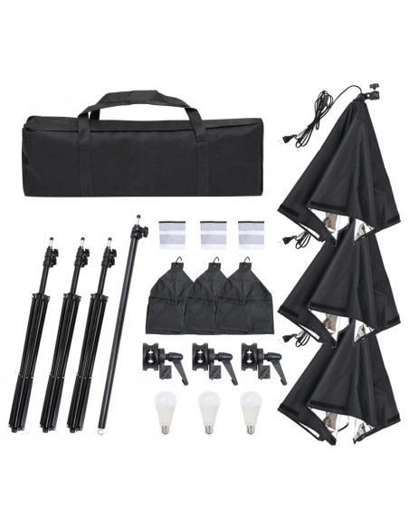 Kit per Studio Fotografico con Set di Luci e Fondale