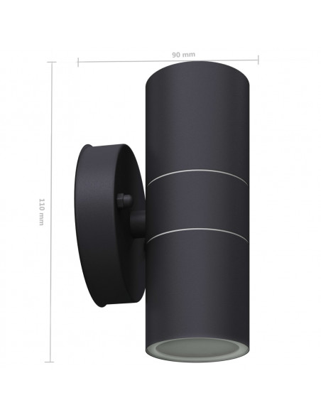 Applique LED Parete 2 pz Acciaio Inox Proiezione Alto/ Basso