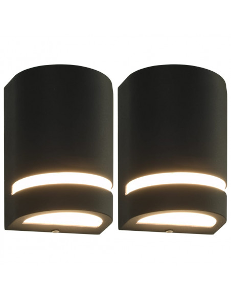 Lampade da Parete da Esterno 2 pz 35 W Nere Semicircolari