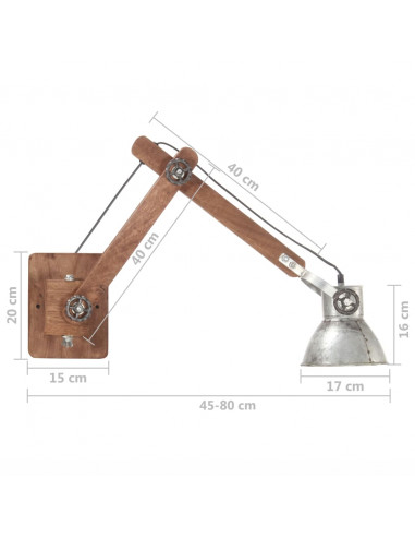 Lampada da Parete Stile Industriale Argento Rotonda E27