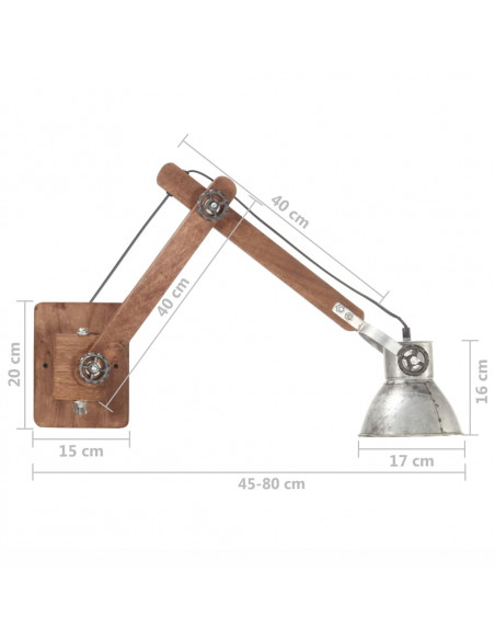 Lampada da Parete Stile Industriale Argento Rotonda E27