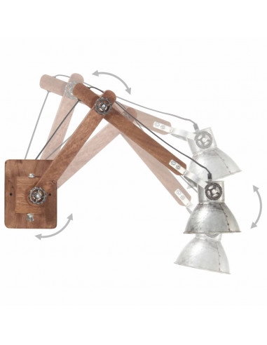 Lampada da Parete Stile Industriale Argento Rotonda E27