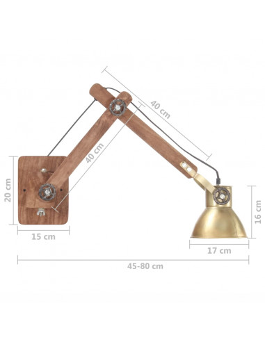 Lampada da Parete Stile Industriale Ottone Rotonda E27