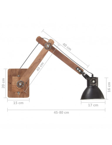 Lampada da Parete Stile Industriale Nera Rotonda E27