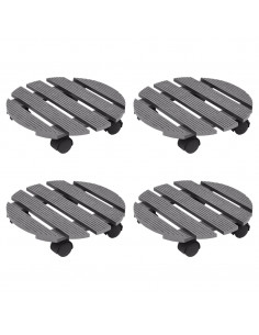 Carrelli Porta Piante 4 pz Grigi Ø30x7,5 cm WPC