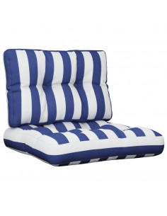 Cuscini per Pallet 2 pz Strisce Blu e Bianche in Tessuto