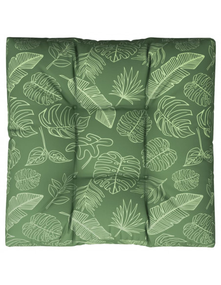 Cuscino per Pallet con Motivo a Foglie 70x70x12 cm in Tessuto