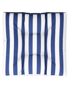 Cuscino per Pallet Strisce Bianche e Blu 80x80x12 cm in Tessuto