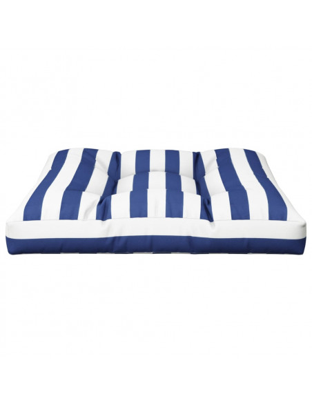Cuscino per Pallet Strisce Bianche e Blu 80x80x12 cm in Tessuto