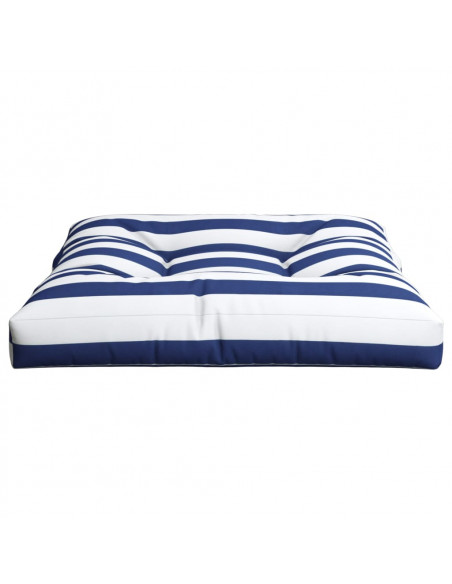 Cuscino per Pallet Strisce Bianche e Blu 80x80x12 cm in Tessuto