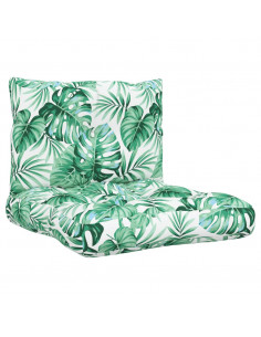 Cuscini per Pallet 2 pz Motivo a Foglie Tessuto 2