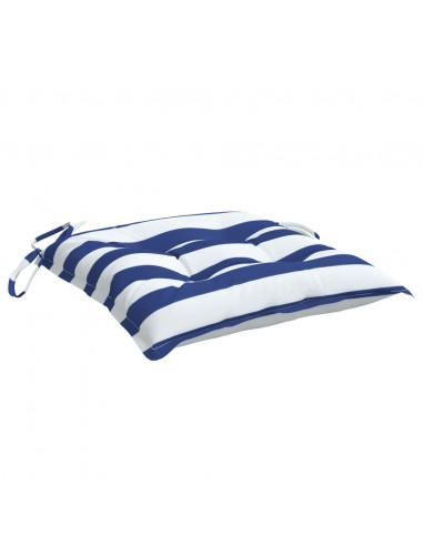 Cuscini per Sedia 2pz Strisce Bianche e Blu 40x40x7 cm Tessuto