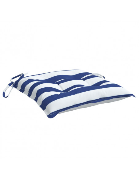 Cuscini per Sedia 2pz Strisce Bianche e Blu 40x40x7 cm Tessuto
