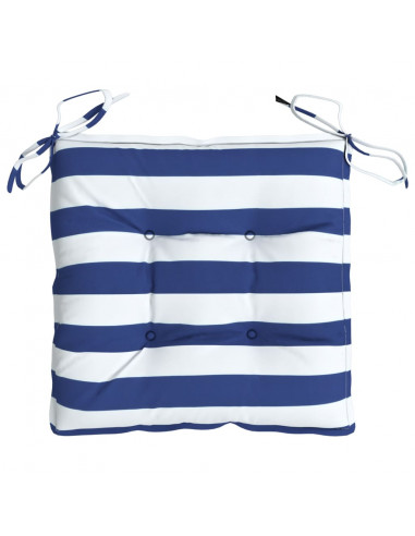 Cuscini per Sedia 2pz Strisce Bianche e Blu 40x40x7 cm Tessuto