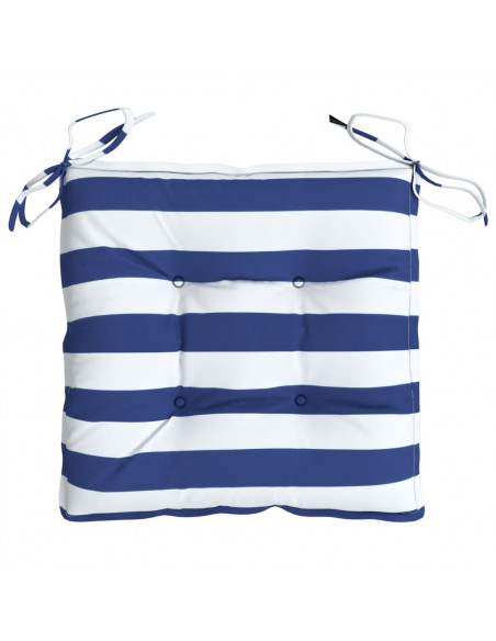 Cuscini per Sedia 2pz Strisce Bianche e Blu 40x40x7 cm Tessuto